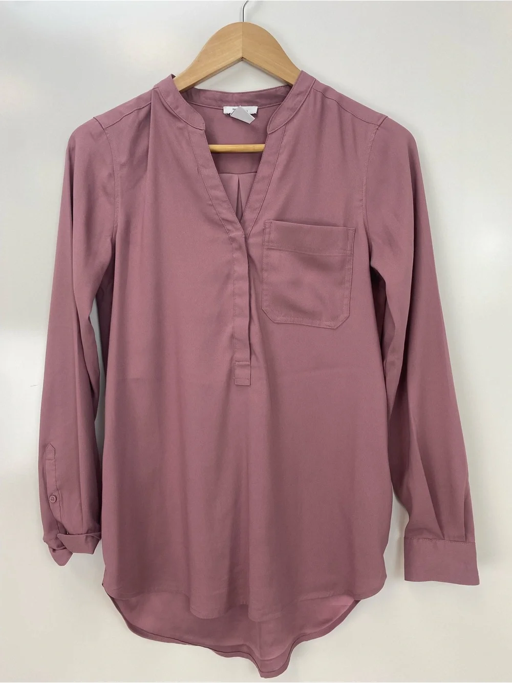 Daily Ritual Dusty Rose Long-Sleeve V-Neck Tunic Blouse - Picture 1 of 6